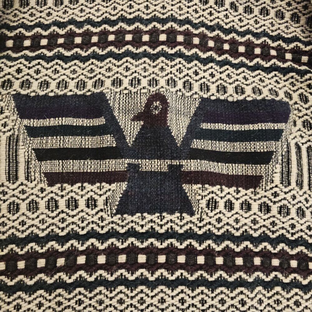 Handmade Vintage Wool Baja Sweater Aztec Tribal Navajo Native Thunderbird Unisex